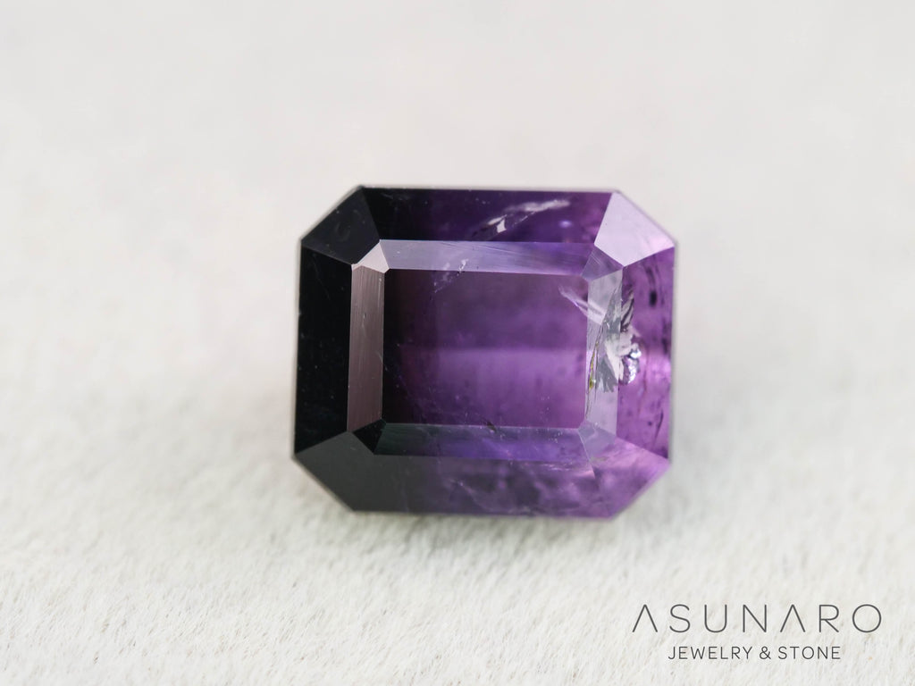 パープルバイカラートルマリン　エメラルドカット　アフガニスタン産　0.85ct【251121-3013】
