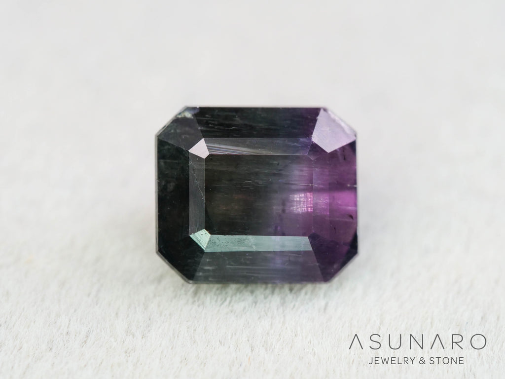 パープルバイカラートルマリン　エメラルドカット　アフガニスタン産　0.94ct【251121-3012】
