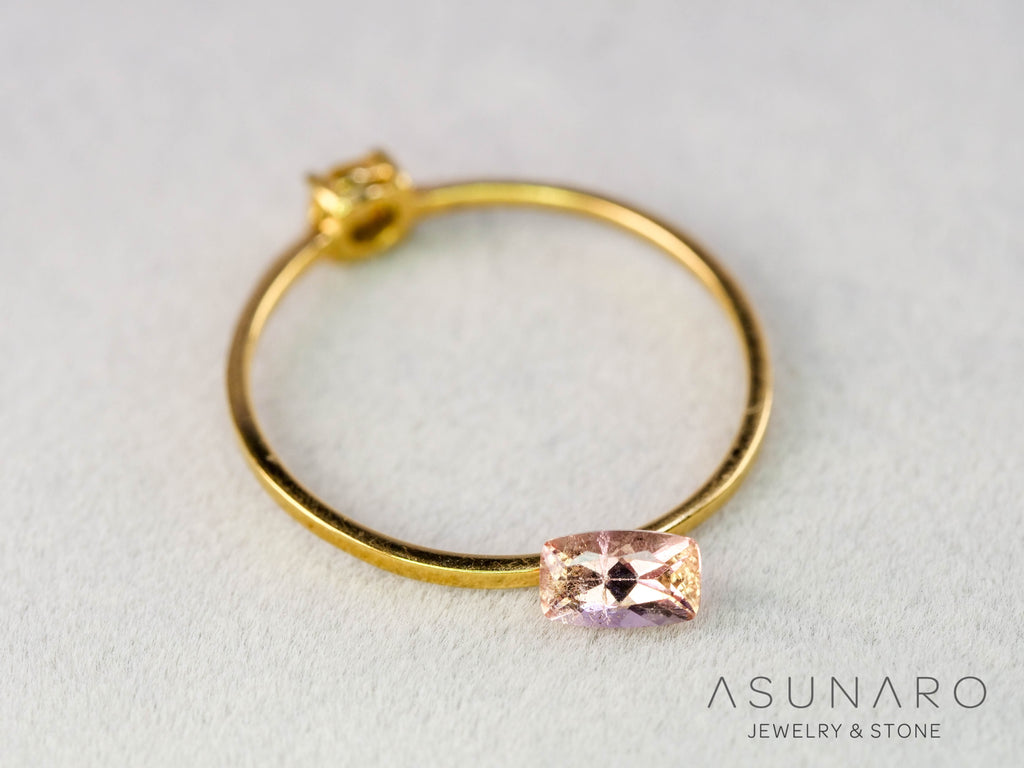 バイカラーインペリアルトパーズ　クッションカット　0.35ct　ブラジル産　【251127-3046】