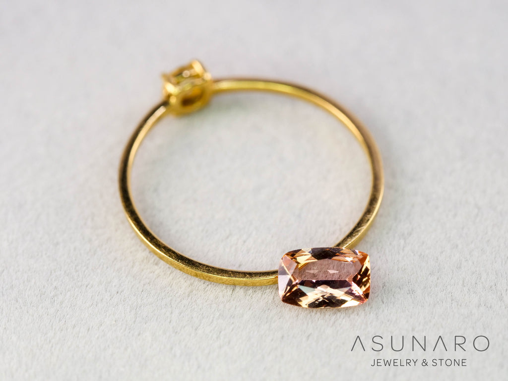 バイカラーインペリアルトパーズ　クッションカット　0.46ct　ブラジル産　【251127-3042】