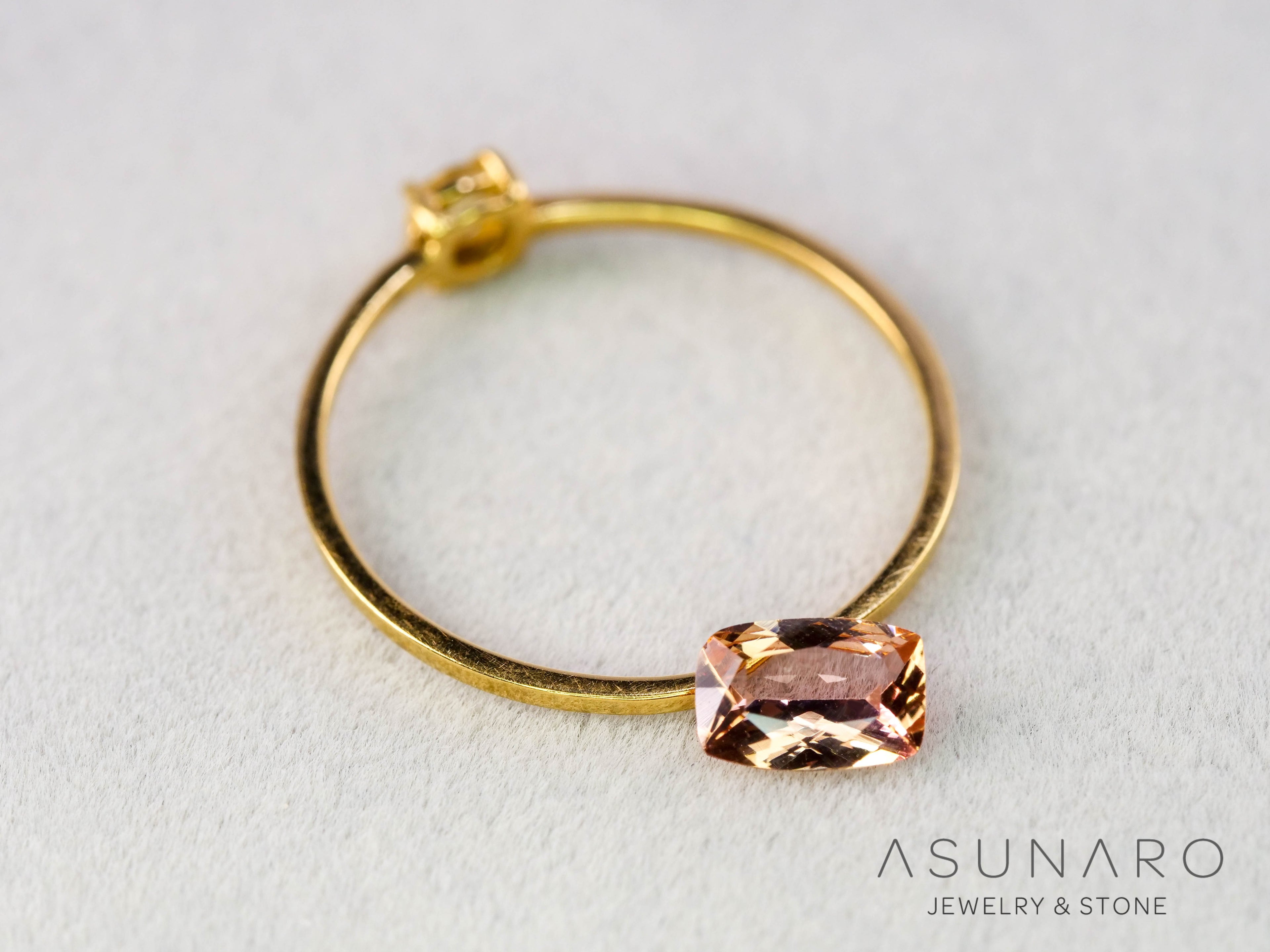 バイカラーインペリアルトパーズ　クッションカット　0.46ct　ブラジル産　【251127-3042】