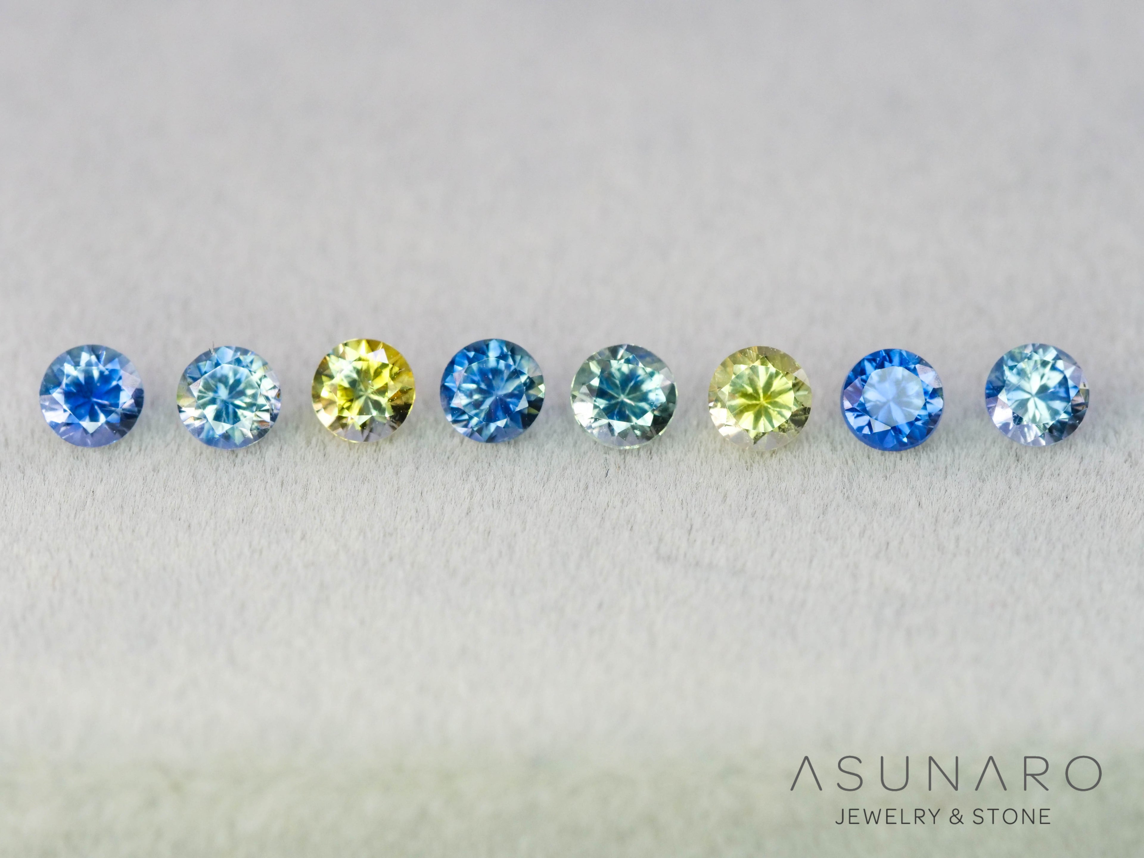 【8個セット】マルチバイカラー　モンタナサファイア ラウンド ハフエタセット スリランカ産　3mm 8個セット 【251204-2831】