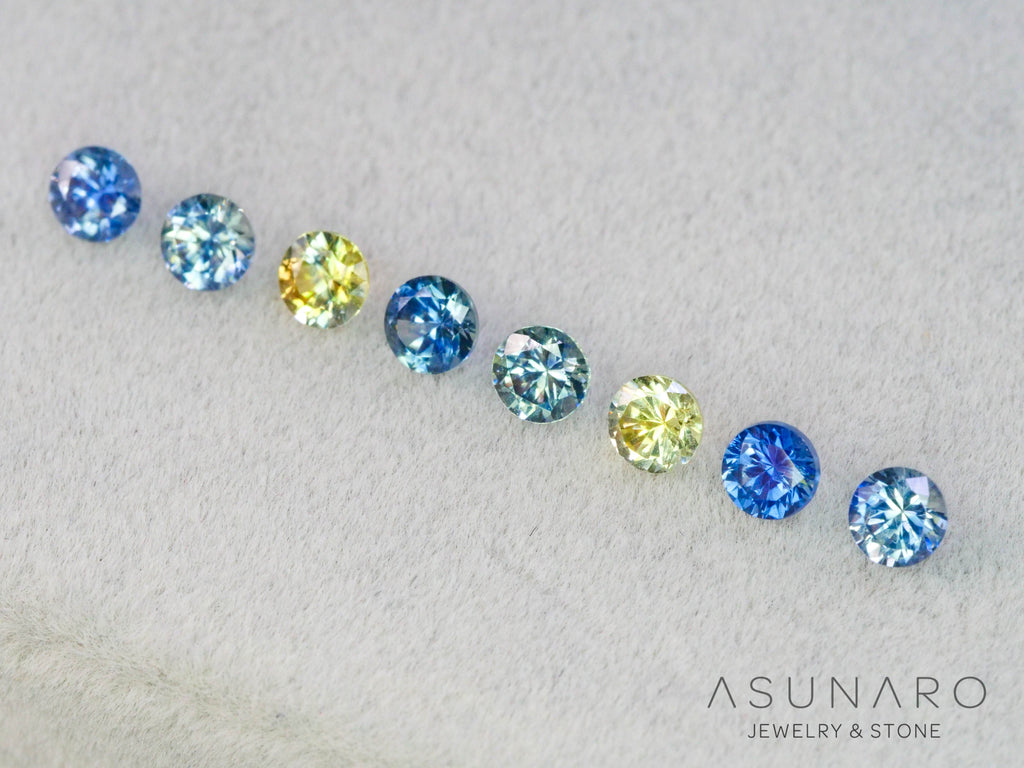 【8個セット】マルチバイカラー　モンタナサファイア ラウンド ハフエタセット スリランカ産　3mm 8個セット 【251204-2831】