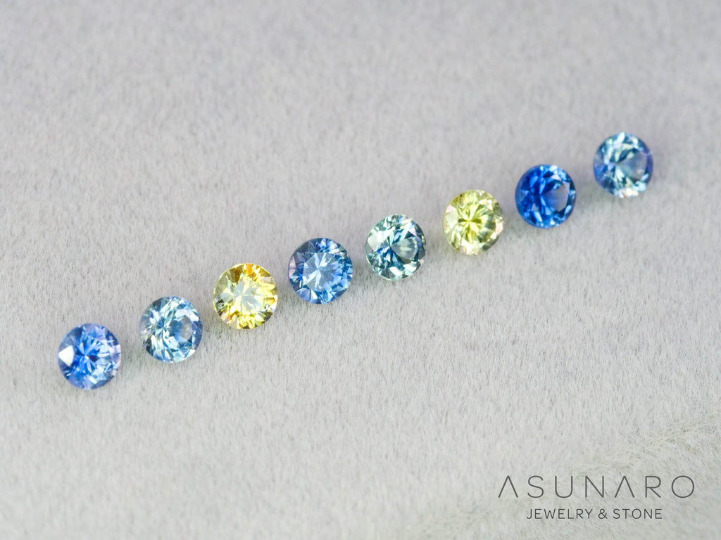 【8個セット】マルチバイカラー　モンタナサファイア ラウンド ハフエタセット スリランカ産　3mm 8個セット 【251204-2831】