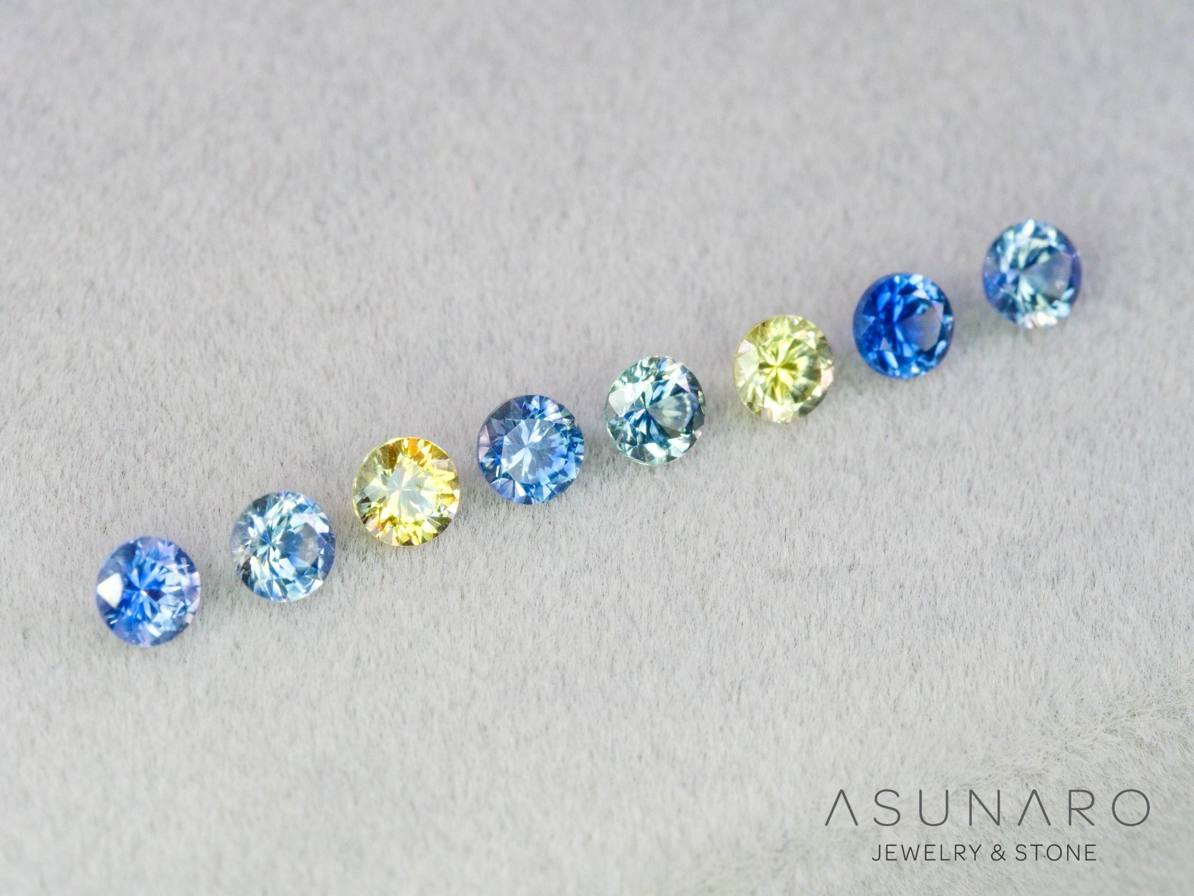 【8個セット】マルチバイカラー　モンタナサファイア ラウンド ハフエタセット スリランカ産　3mm 8個セット 【251204-2831】