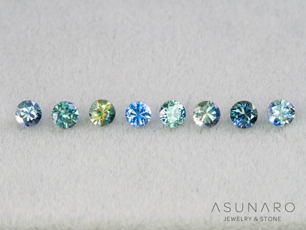 【8個セット】ニュアンスバイカラー　モンタナサファイア ラウンド ハフエタセット スリランカ産　3.1～3.2mm 8個セット 【251204-2832】