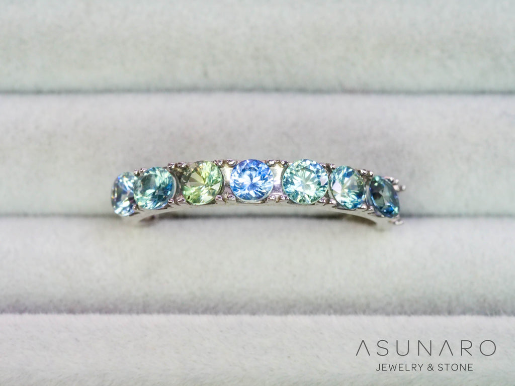 【8個セット】ニュアンスバイカラー　モンタナサファイア ラウンド ハフエタセット スリランカ産　3.1～3.2mm 8個セット 【251204-2832】