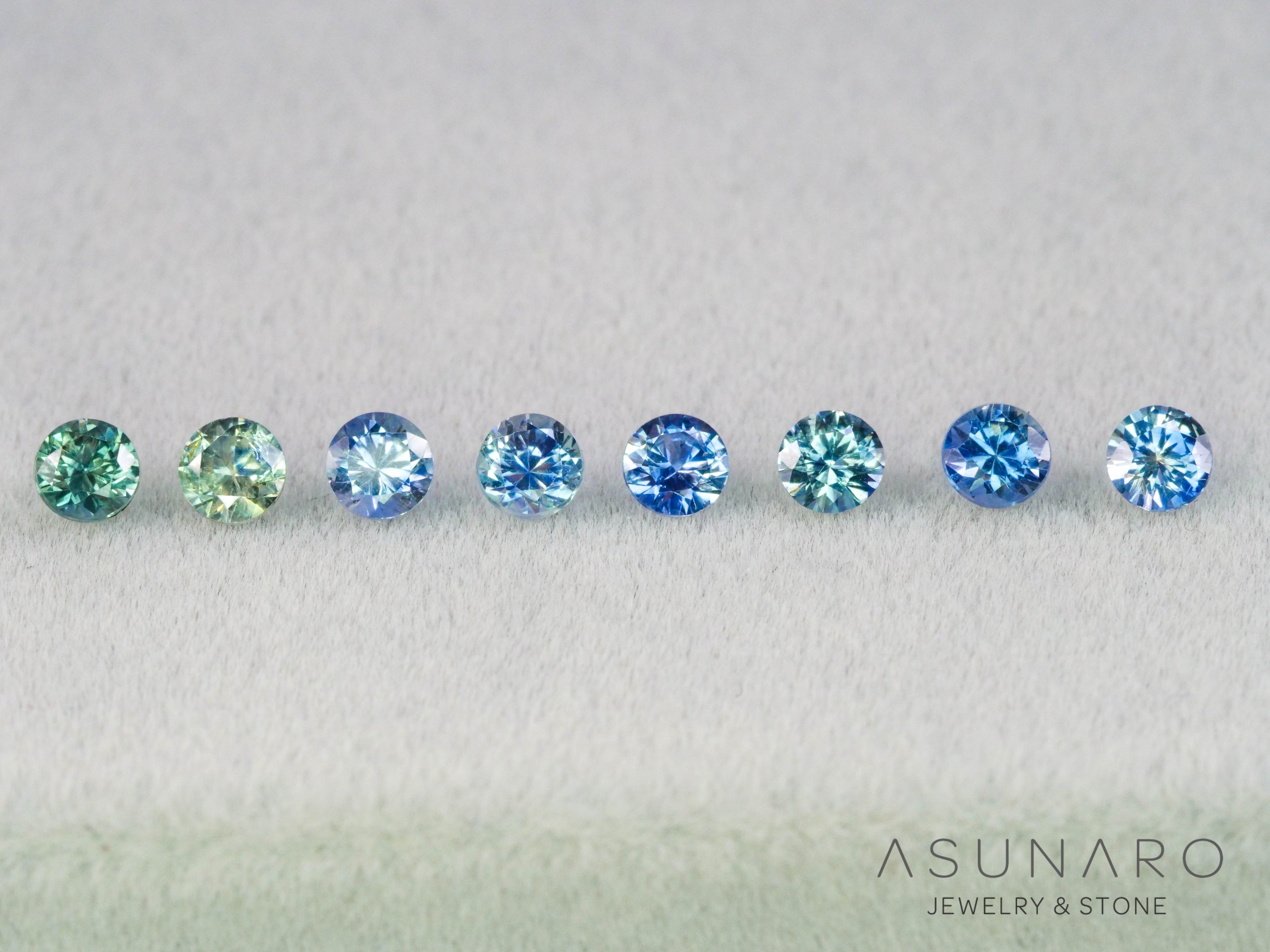 【8個セット】ニュアンスバイカラー　モンタナサファイア ラウンド ハフエタセット スリランカ産　3.1～3.2mm 8個セット 【251204-2833】