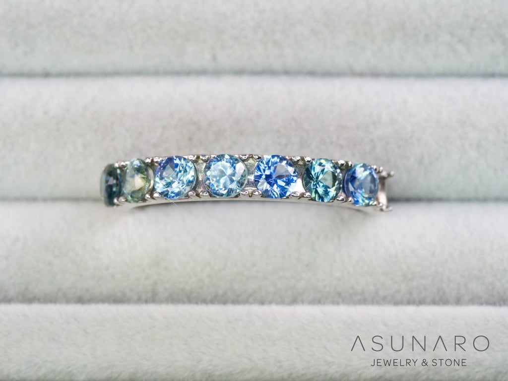 【8個セット】ニュアンスバイカラー　モンタナサファイア ラウンド ハフエタセット スリランカ産　3.1～3.2mm 8個セット 【251204-2833】