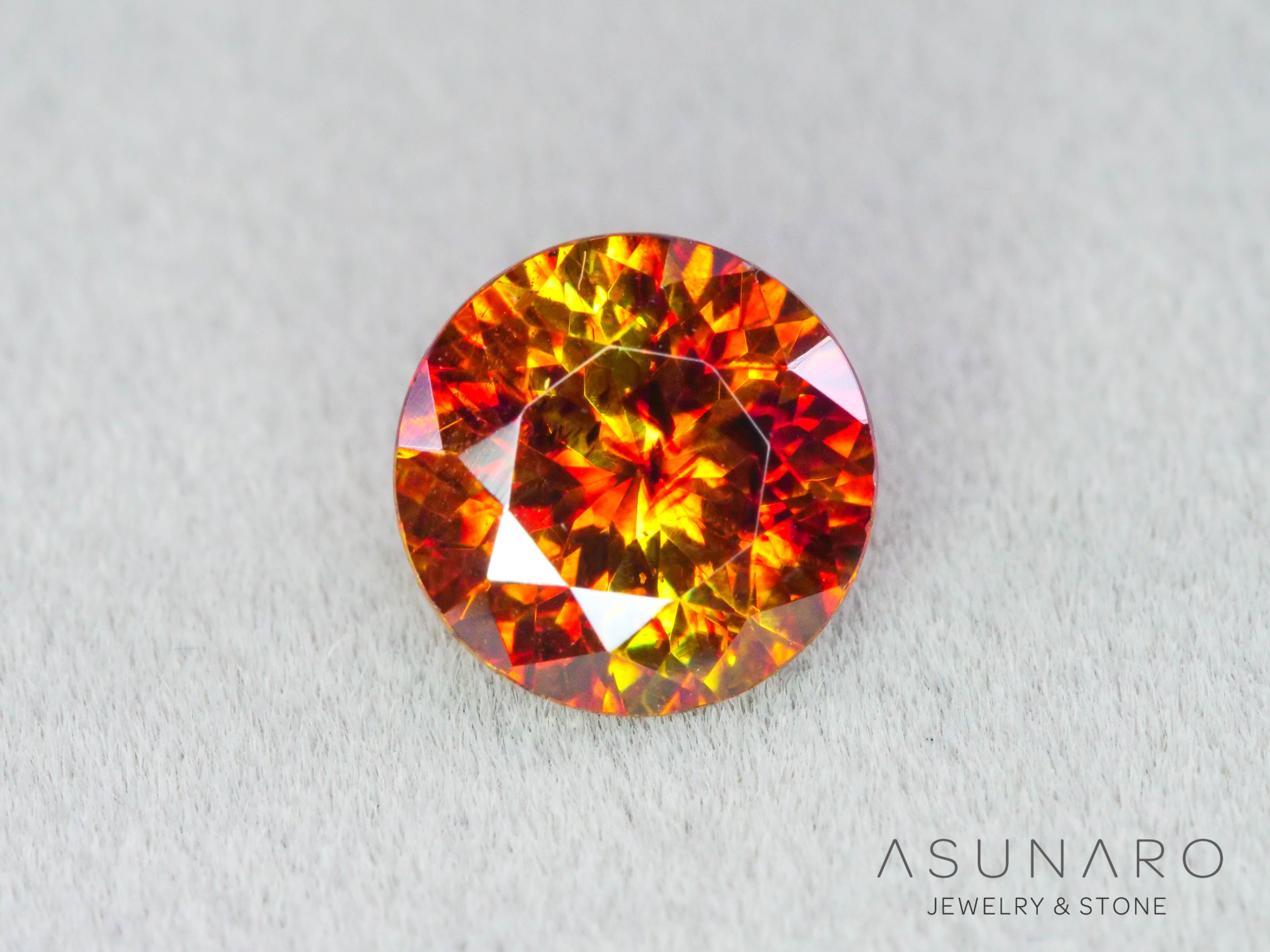 バイカラースファレライト ラウンドカット スペイン産 1.30ct【260407-3287】