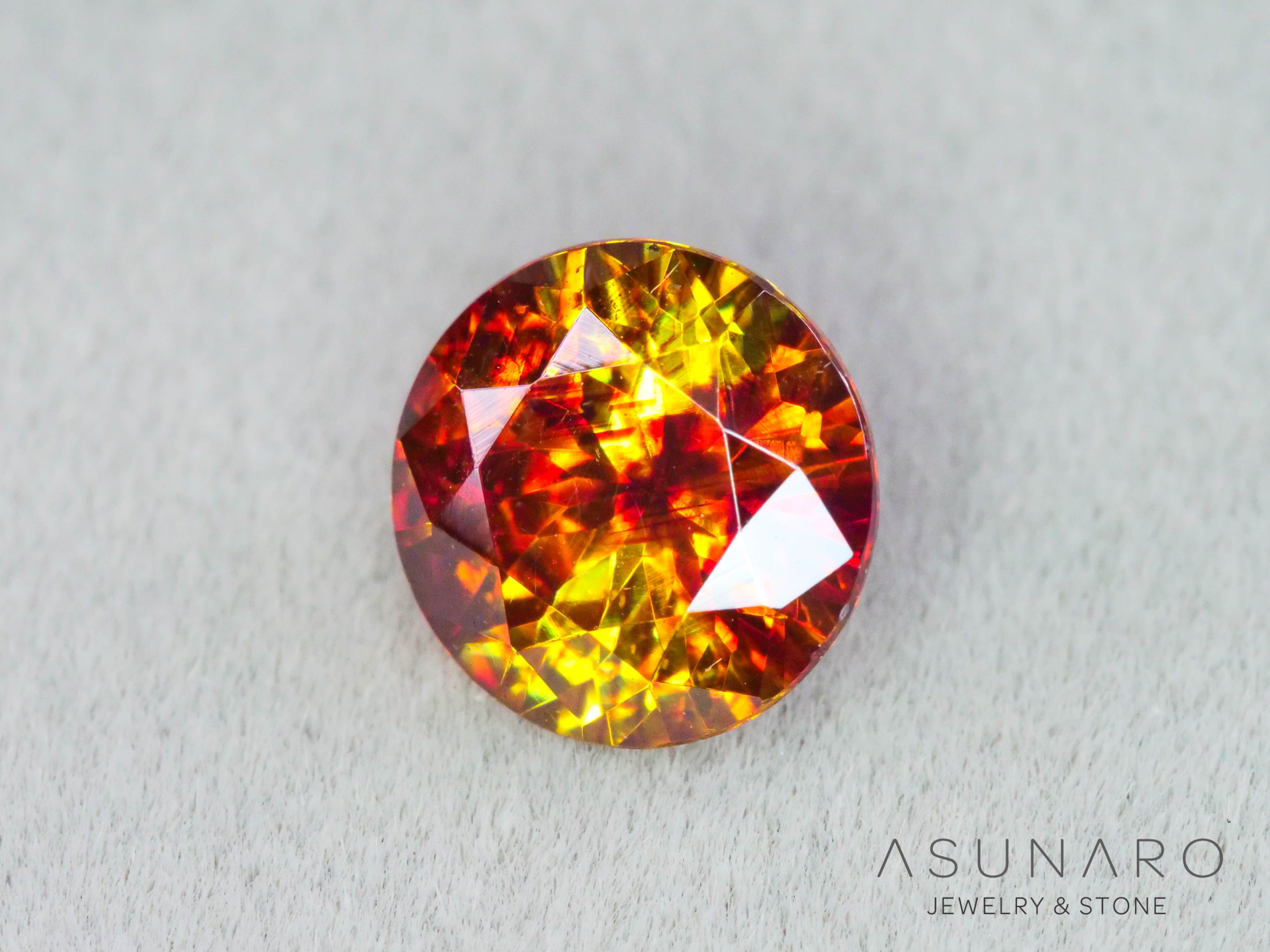 バイカラースファレライト ラウンドカット スペイン産 1.30ct【260407-3287】