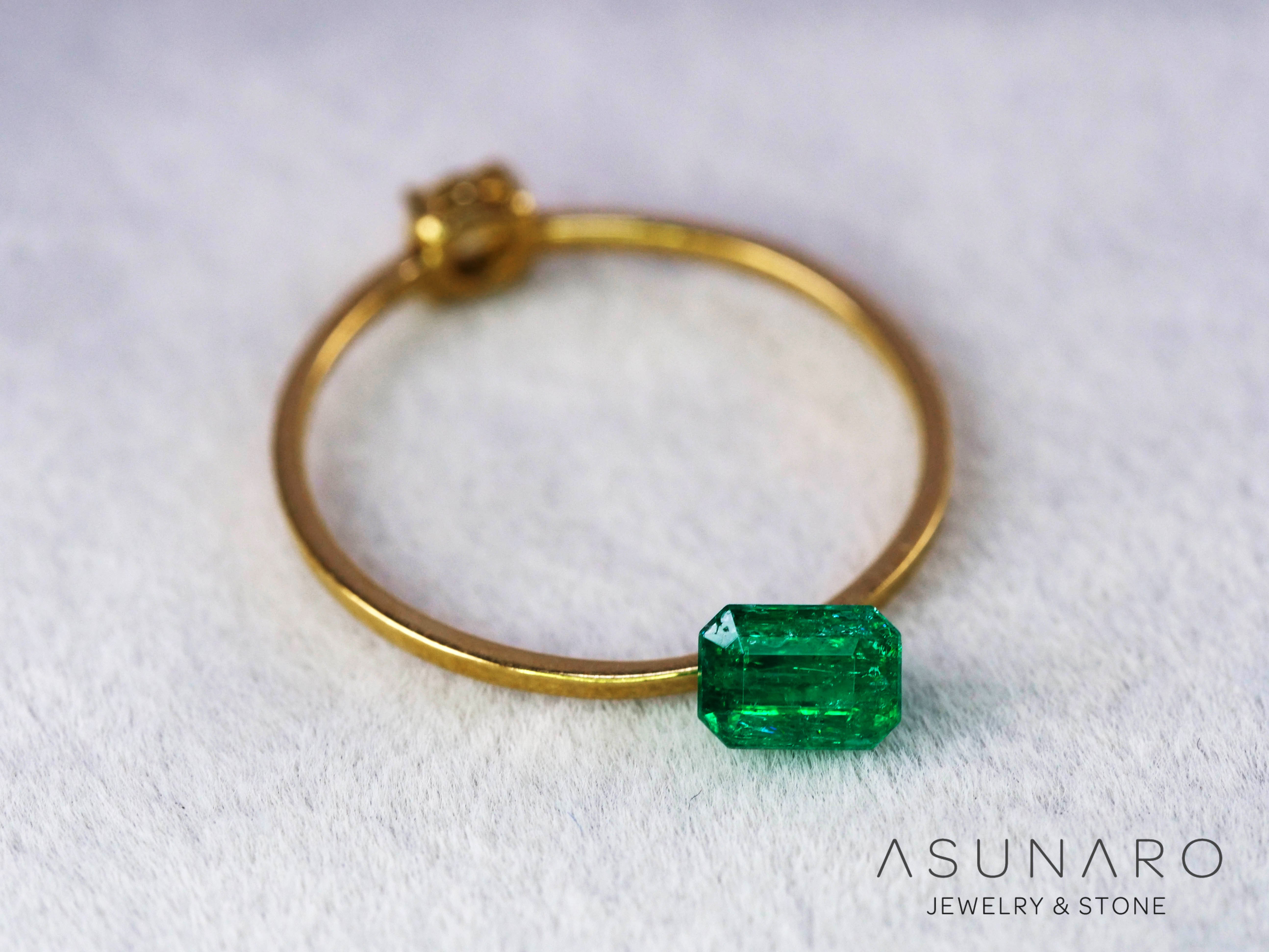 エメラルド コロンビア産 エメラルドカット 0.42ct【240717-3398
