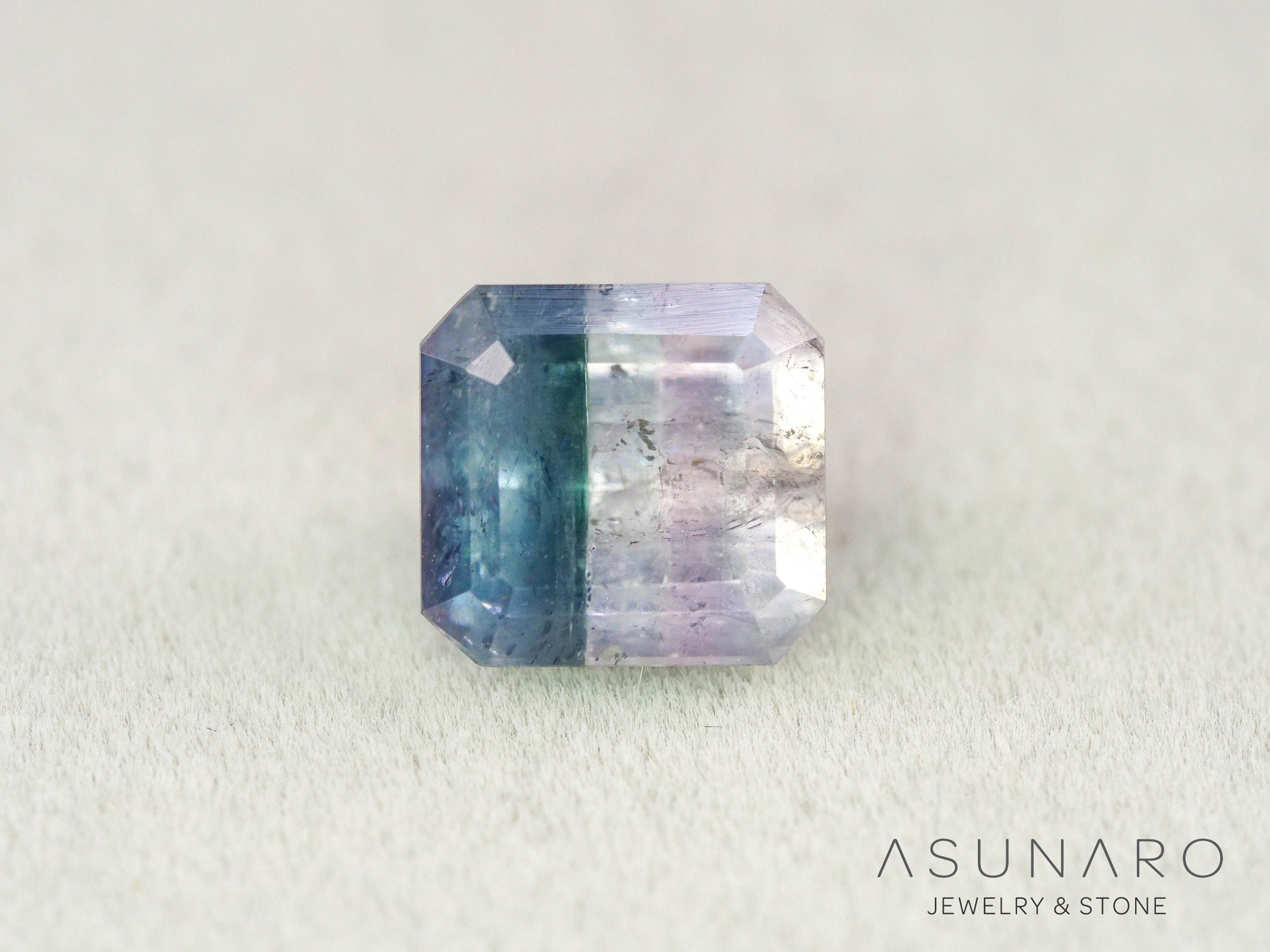 ピンク・ナイトブルーバイカラートルマリン　エメラルドカット　アフガニスタン産　2.20ct【260731-3206】