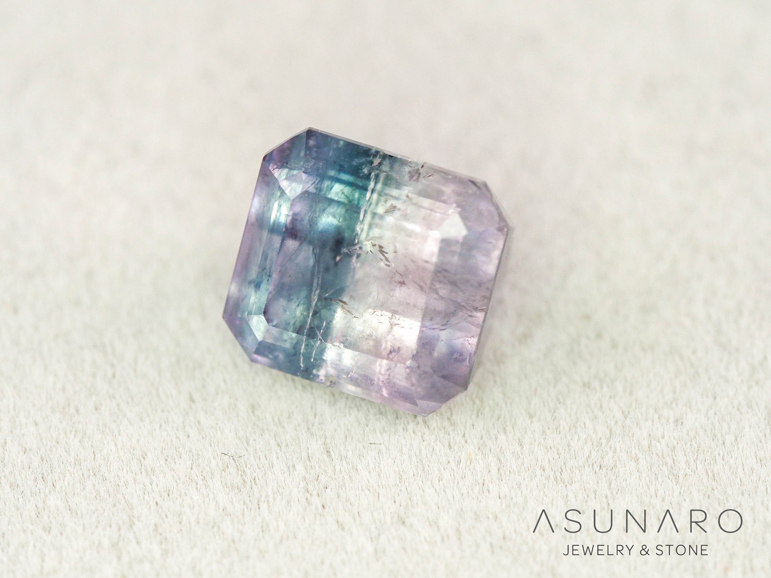 ピンク・ナイトブルーバイカラートルマリン　エメラルドカット　アフガニスタン産　2.20ct【260731-3206】