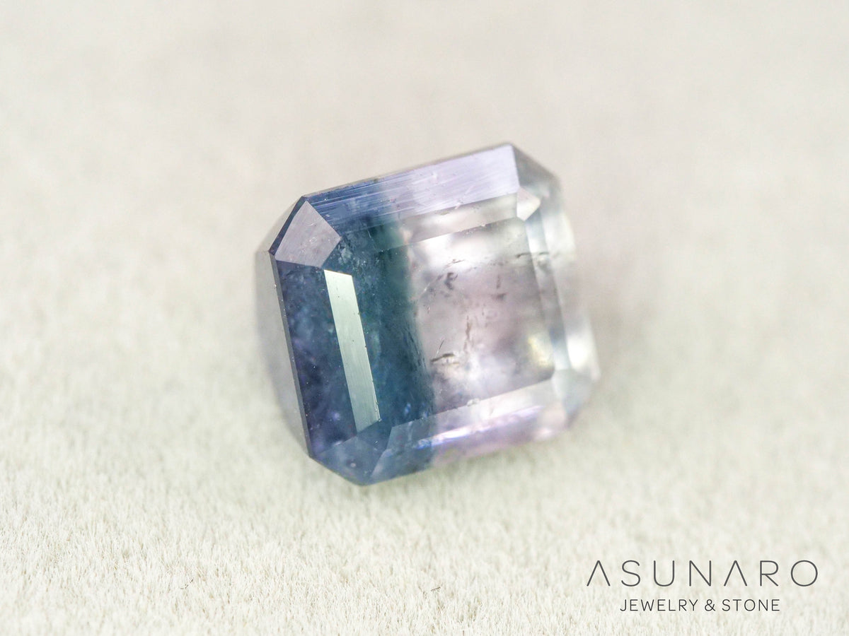 ピンク・ナイトブルーバイカラートルマリン　エメラルドカット　アフガニスタン産　2.20ct【260731-3206】
