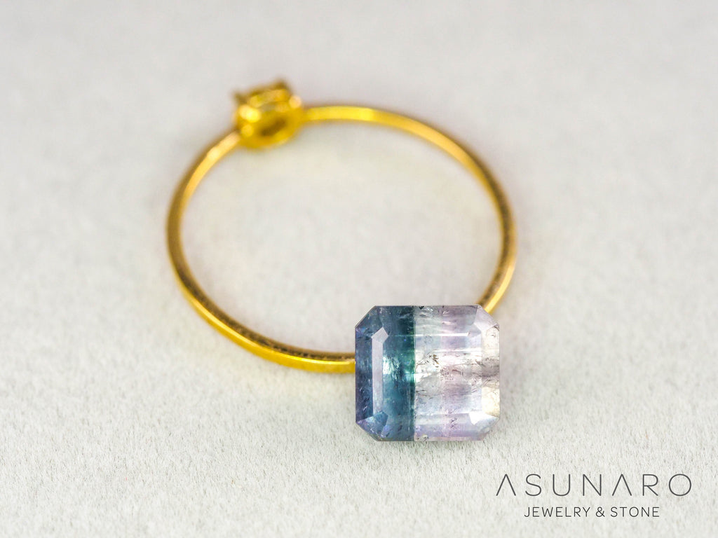 ピンク・ナイトブルーバイカラートルマリン　エメラルドカット　アフガニスタン産　2.20ct【260731-3206】