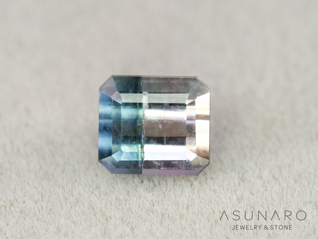 ピンク・ナイトブルーバイカラートルマリン　エメラルドカット　アフガニスタン産　2.20ct【260731-3206】