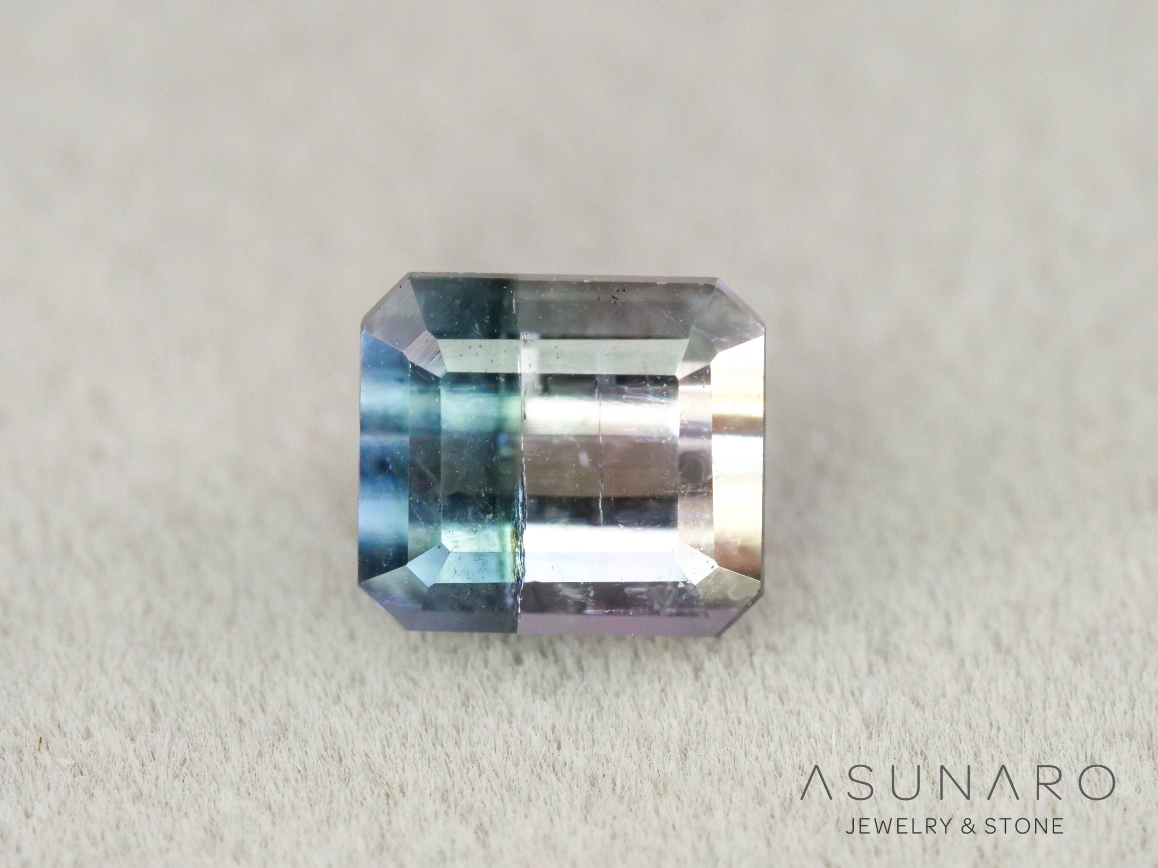 ピンク・ナイトブルーバイカラートルマリン　エメラルドカット　アフガニスタン産　2.20ct【260731-3206】
