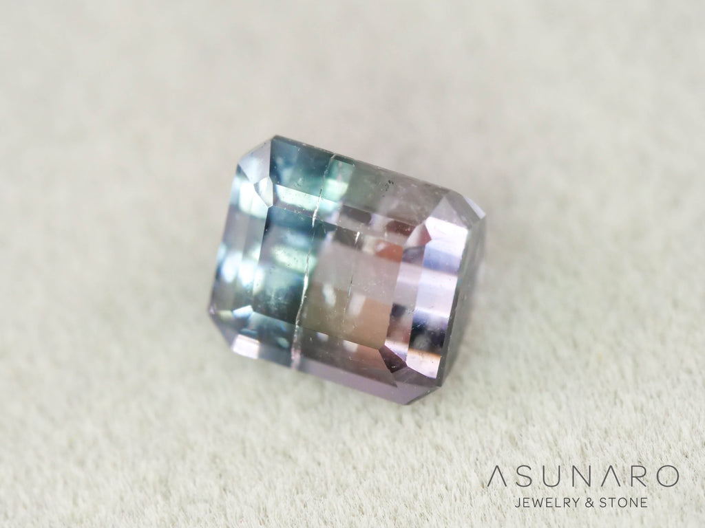 ピンク・ナイトブルーバイカラートルマリン　エメラルドカット　アフガニスタン産　1.01ct【260731-3567】