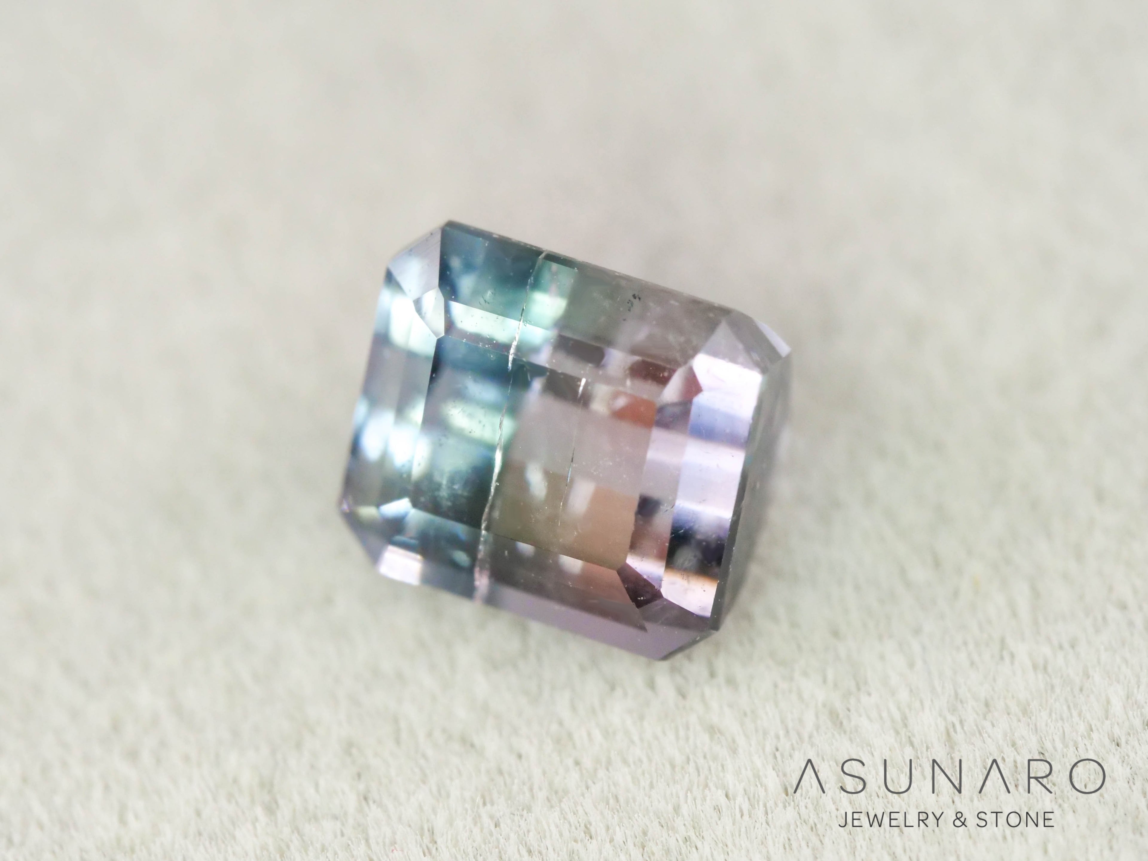 ピンク・ナイトブルーバイカラートルマリン　エメラルドカット　アフガニスタン産　1.01ct【260731-3567】