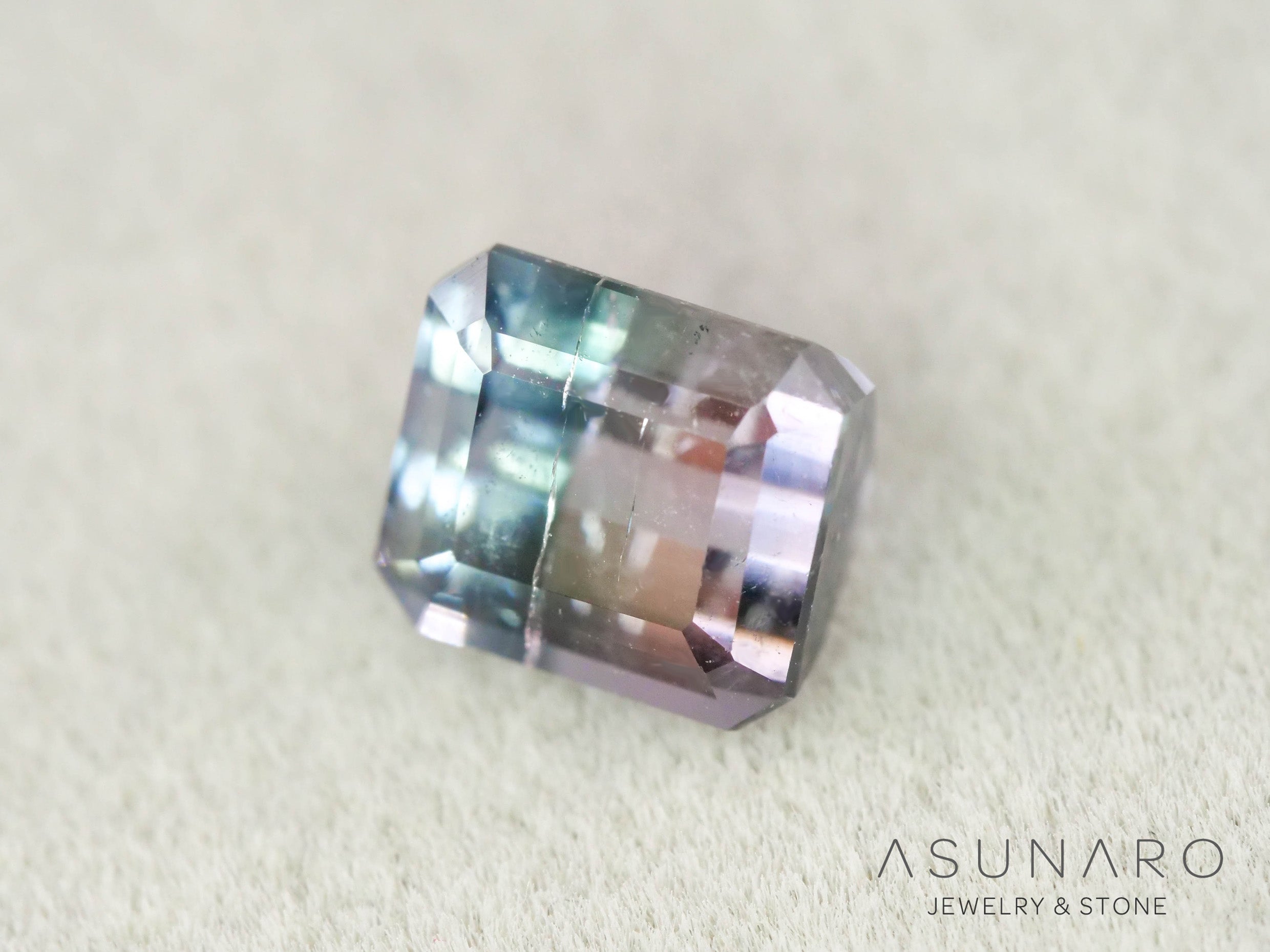 ピンク・ナイトブルーバイカラートルマリン　エメラルドカット　アフガニスタン産　1.01ct【260731-3567】