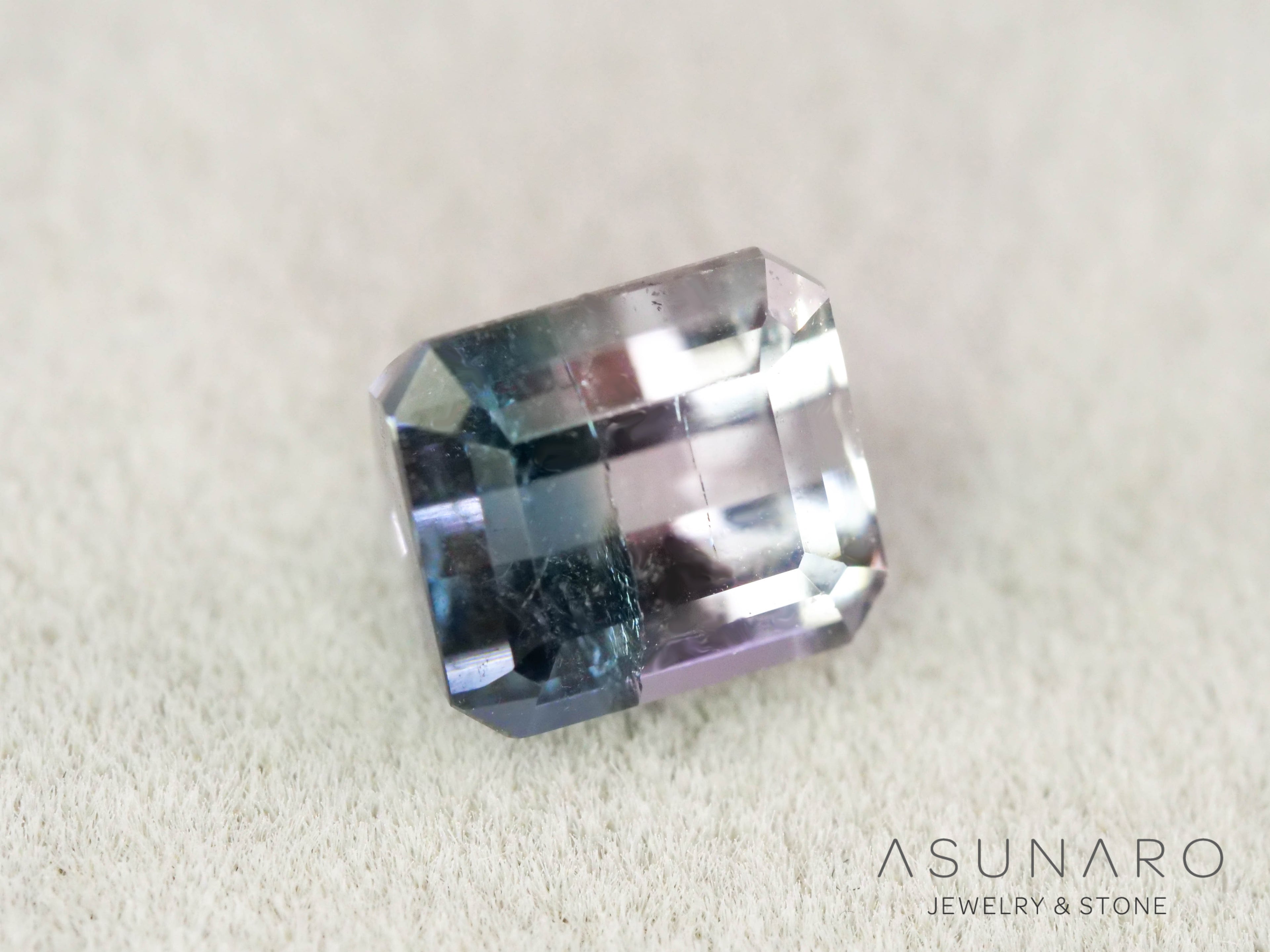 ピンク・ナイトブルーバイカラートルマリン　エメラルドカット　アフガニスタン産　2.20ct【260731-3206】