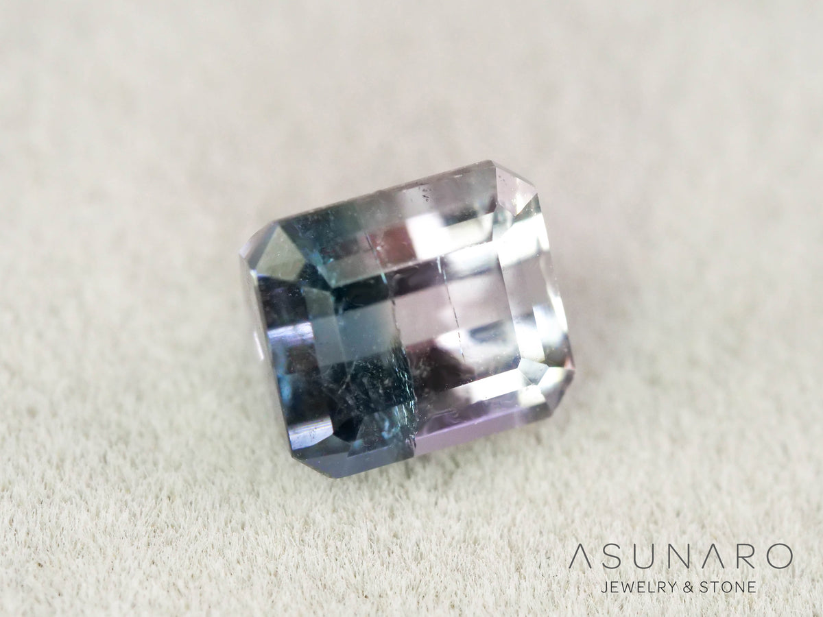ピンク・ナイトブルーバイカラートルマリン　エメラルドカット　アフガニスタン産　1.01ct【260731-3567】