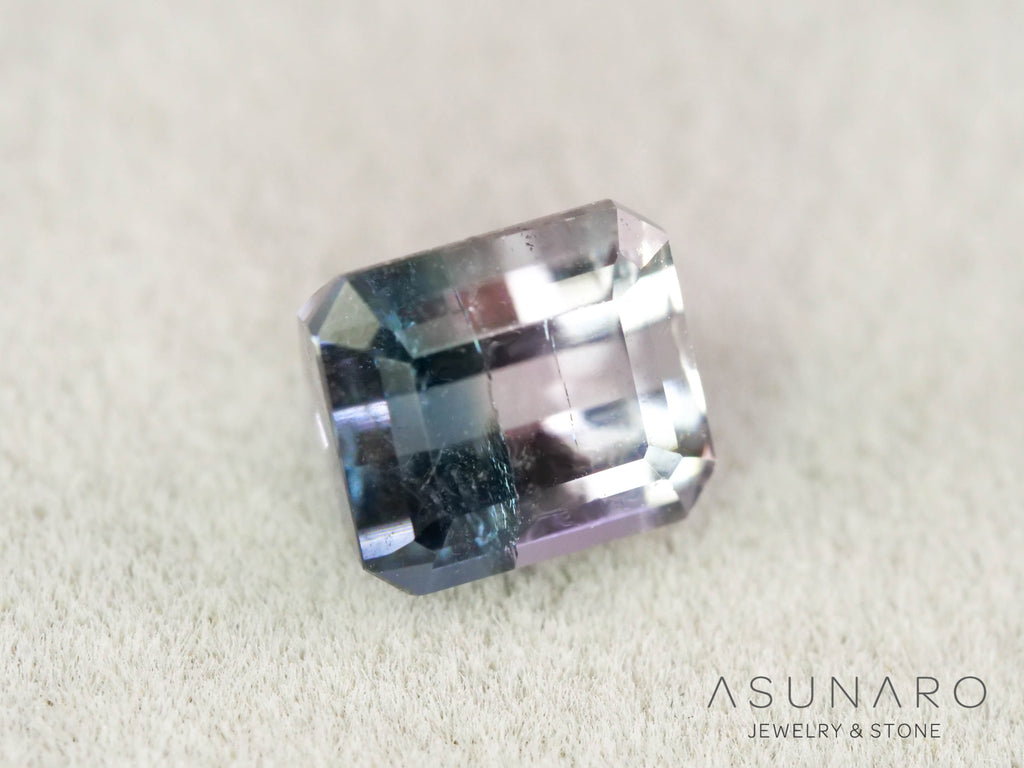 ピンク・ナイトブルーバイカラートルマリン　エメラルドカット　アフガニスタン産　1.01ct【260731-3567】