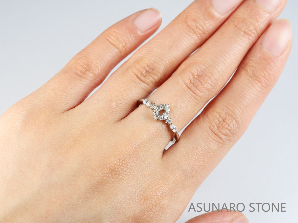 【お仕立て用】空枠番号：551G　3.5×2.5mm用　リング枠　取り巻き【オーダージュエリー用】