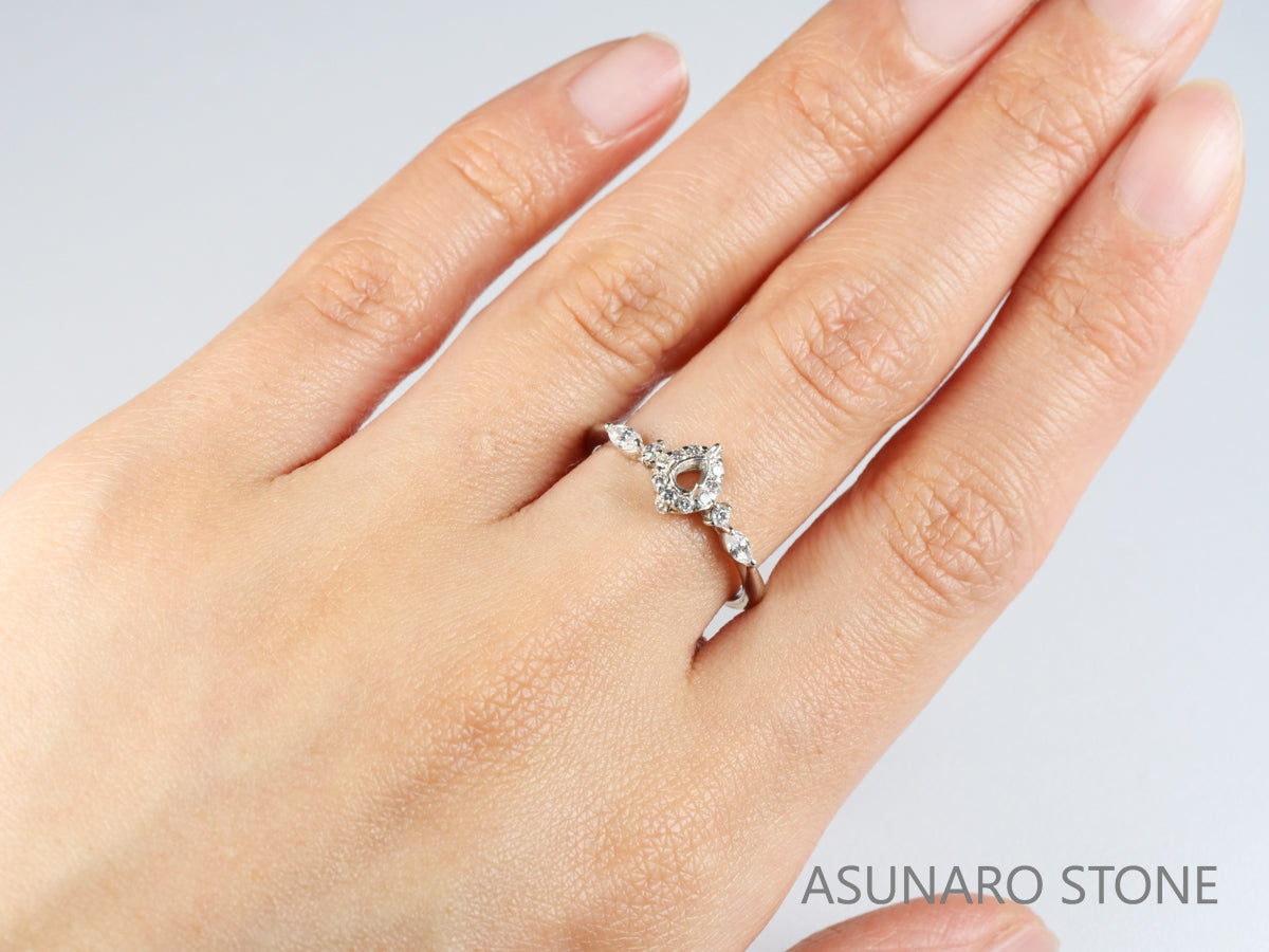 【お仕立て用】空枠番号：551G　3.5×2.5mm用　リング枠　取り巻き【オーダージュエリー用】