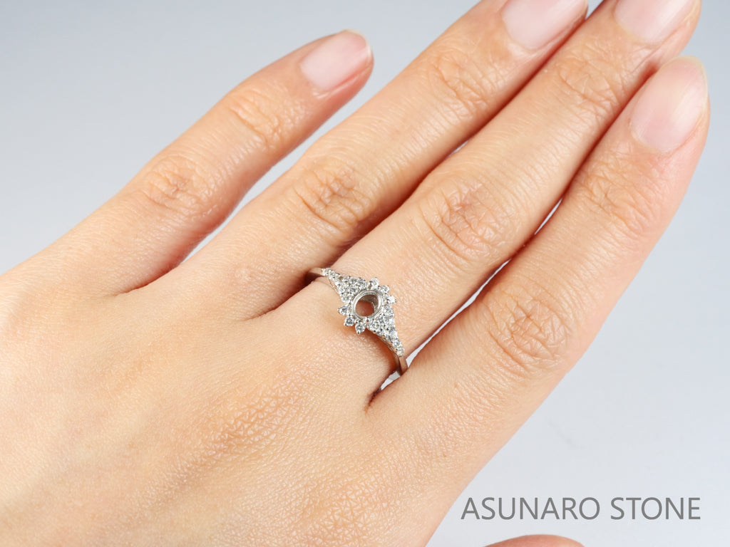 【お仕立て用】空枠番号：4618C　4.5×4mm用　リング枠　取り巻き【オーダージュエリー用】