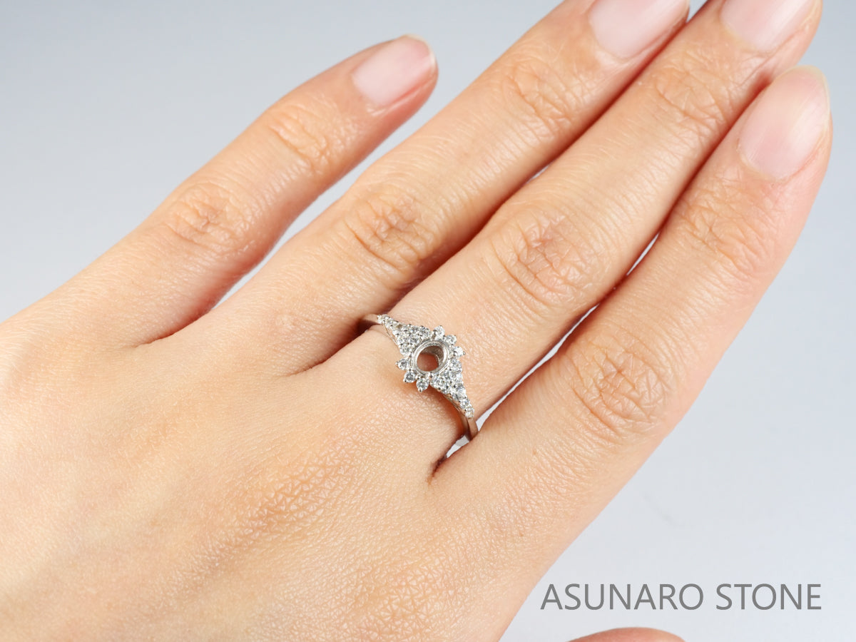 【お仕立て用】空枠番号：4618C　4.5×4mm用　リング枠　取り巻き【オーダージュエリー用】