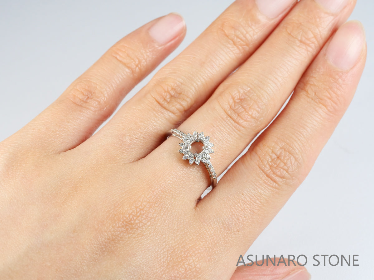 【お仕立て用】空枠番号：4619C　5×4mm用　リング枠　取り巻き【オーダージュエリー用】