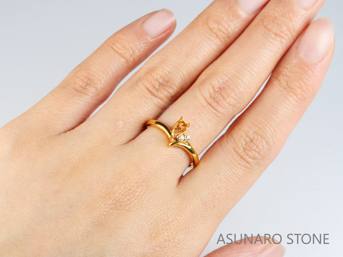 【お仕立て用】空枠番号：2061C  リング枠　V字枠【オーダージュエリー用】