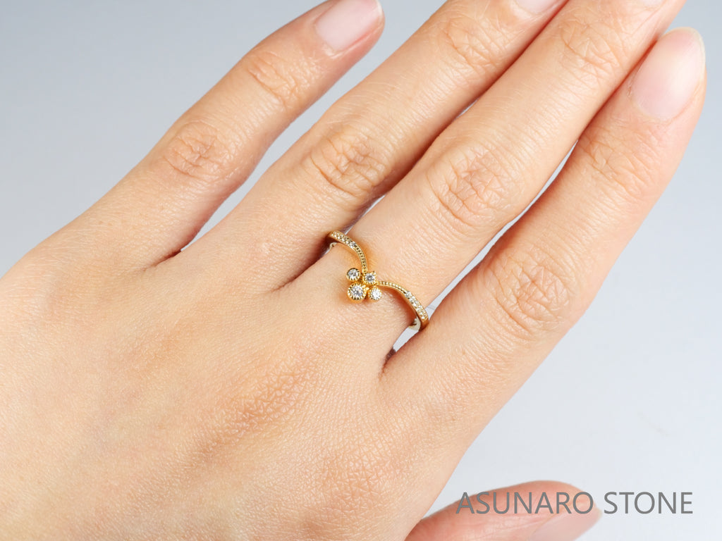 【お仕立て用】空枠番号：4107C リング枠　V字枠【オーダージュエリー用】