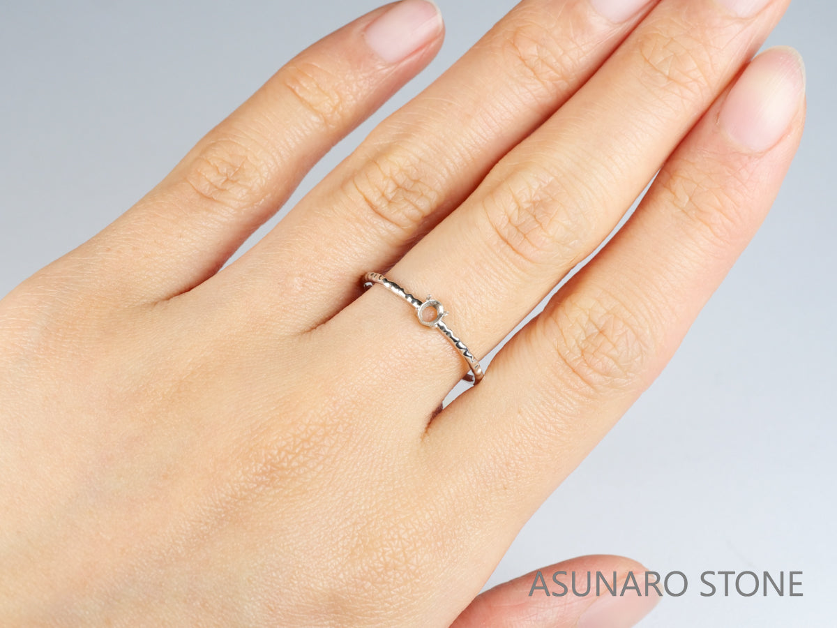 【お仕立て用】空枠番号：S27A　約1.2mm幅　槌目加工　リング枠　ダイヤなし【オーダージュエリー用】