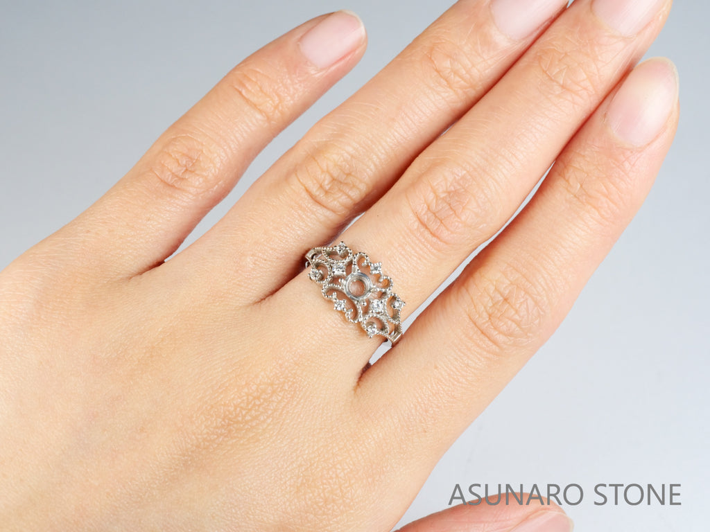 【お仕立て用】空枠番号：440G　リング枠　ティアラ【オーダージュエリー用】