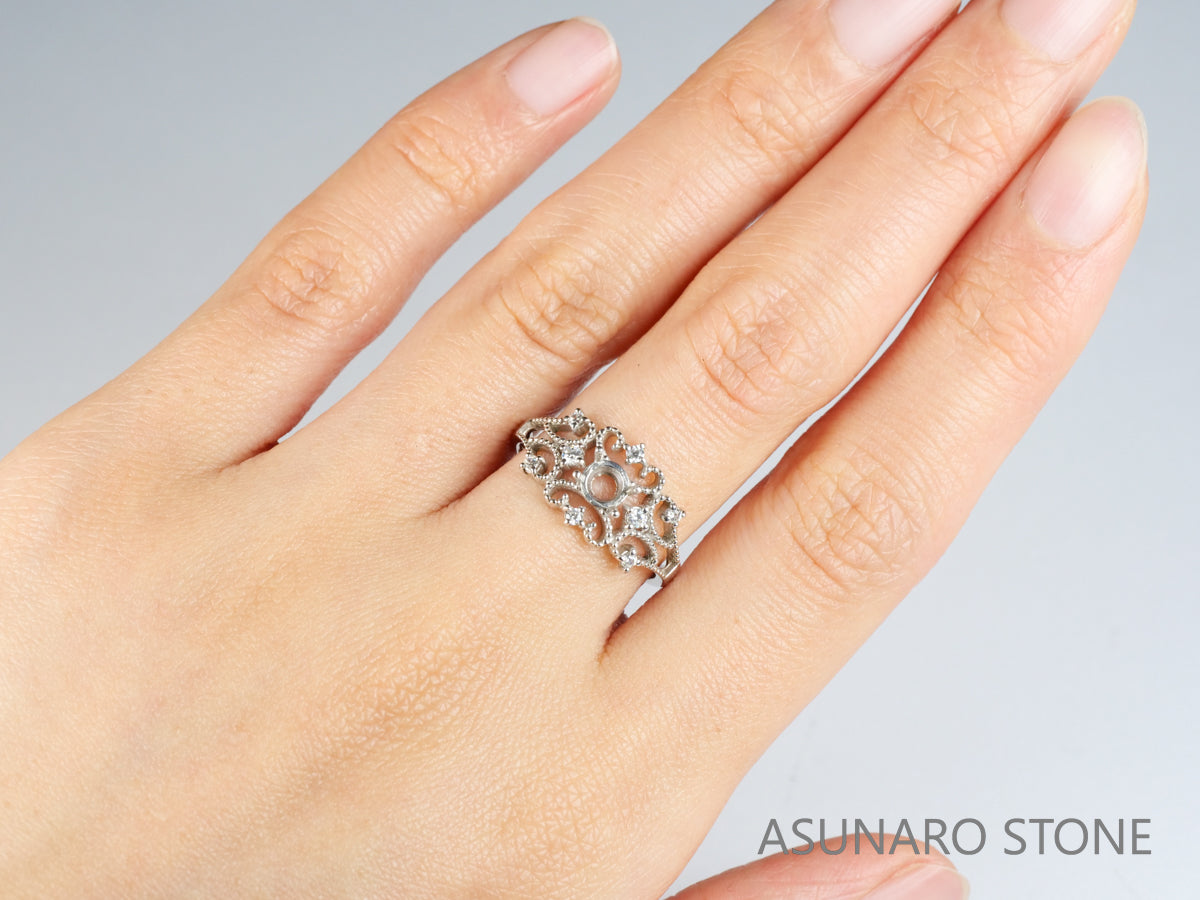 【お仕立て用】空枠番号：440G　リング枠　ティアラ【オーダージュエリー用】