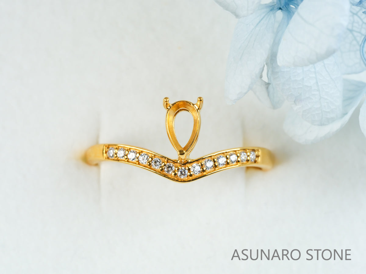 【お仕立て用】空枠番号：5279C　リング枠　V字枠【オーダージュエリー用】