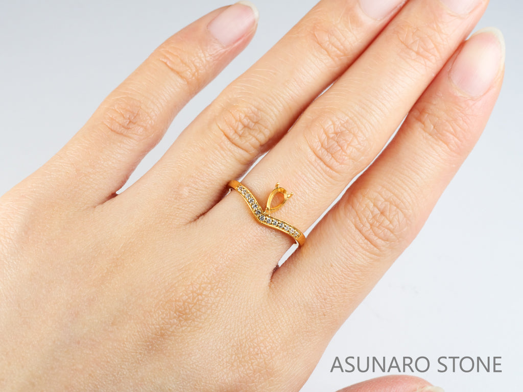 【お仕立て用】空枠番号：5279C　リング枠　V字枠【オーダージュエリー用】