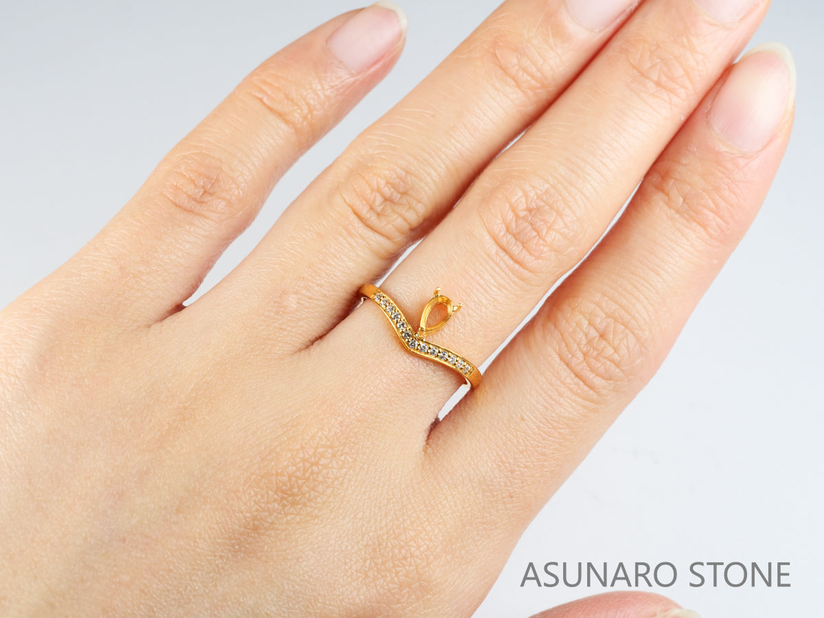 【お仕立て用】空枠番号：5279C　リング枠　V字枠【オーダージュエリー用】