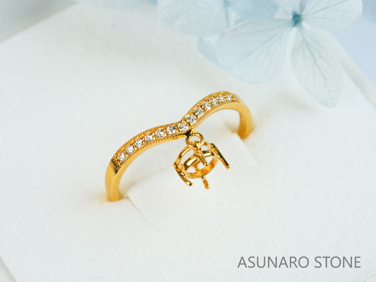 【お仕立て用】空枠番号：5278C　リング枠　V字枠【オーダージュエリー用】