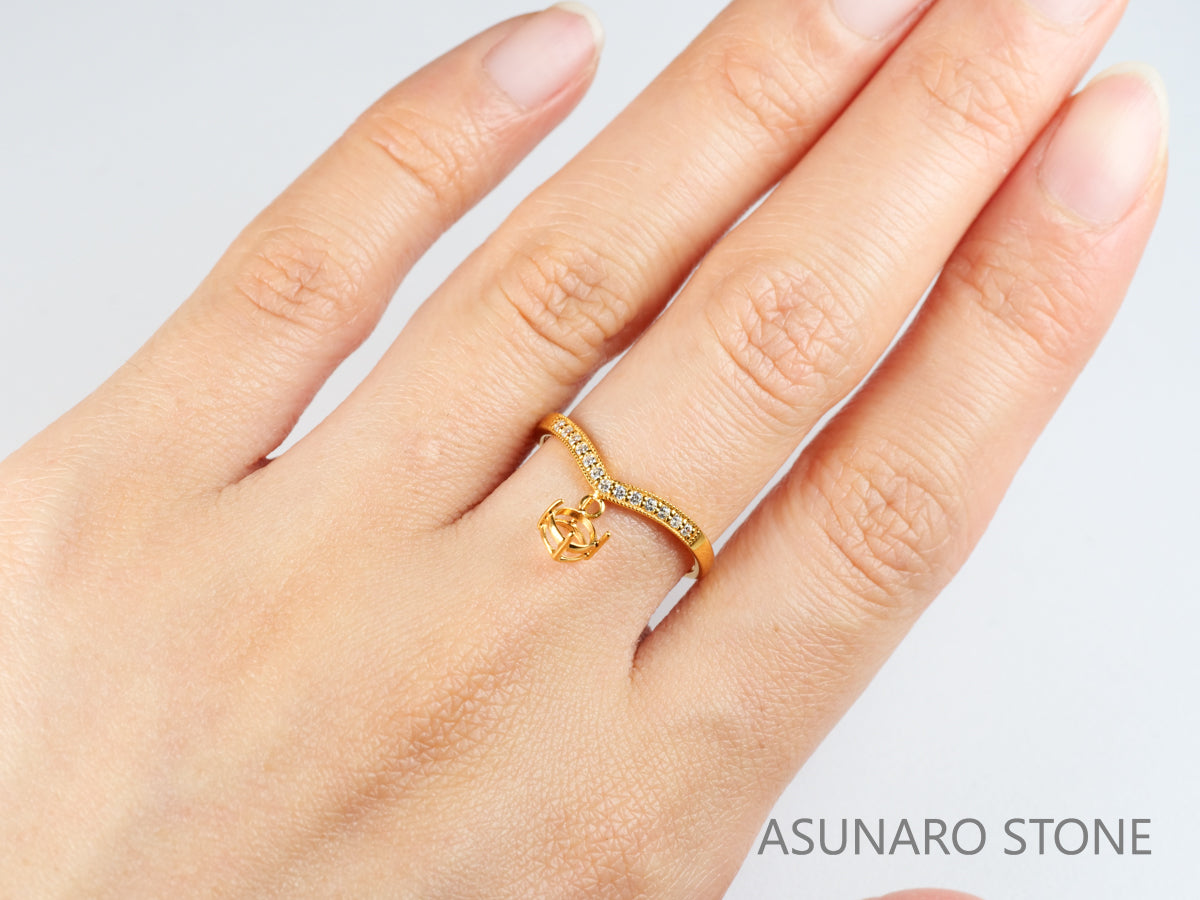 【お仕立て用】空枠番号：5278C　リング枠　V字枠【オーダージュエリー用】