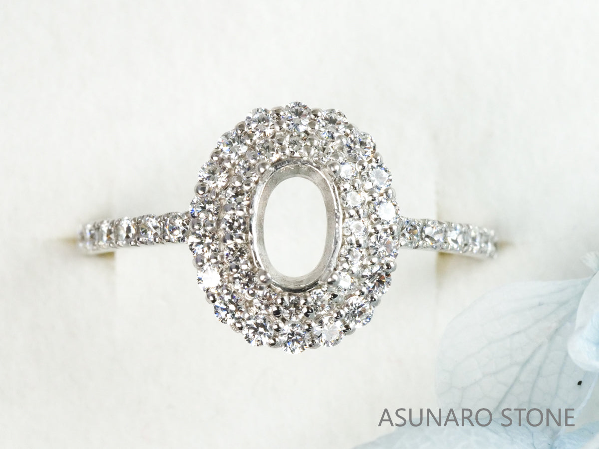 【お仕立て用】空枠番号：4964C　5×3mm用　リング枠　取り巻き【オーダージュエリー用】