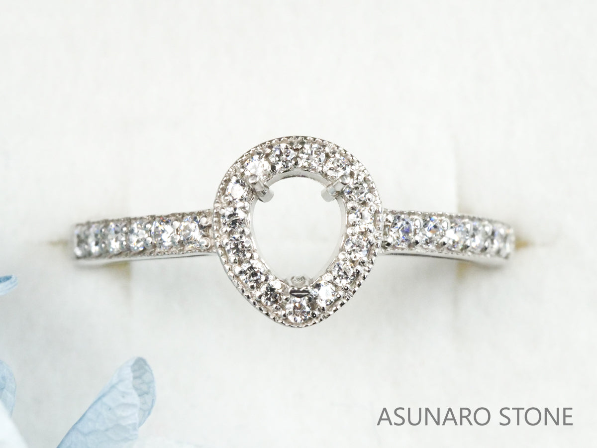 【お仕立て用】空枠番号：2551C　4.5×4mm用　リング枠　取り巻き【オーダージュエリー用】