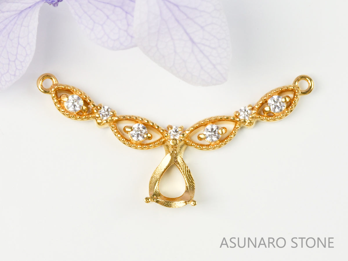 【お仕立て用】空枠番号：5104C　両吊りネックレス　ペンダントトップ枠【オーダージュエリー用】