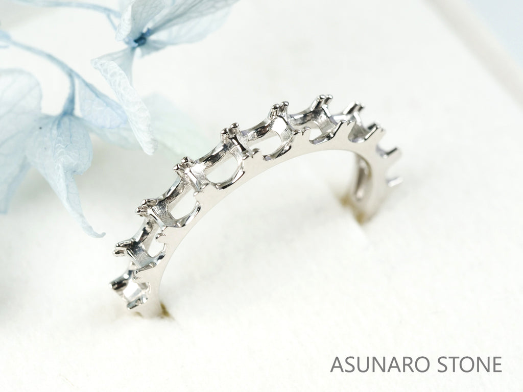 【お仕立て用】空枠番号：3266C　3.5mm用　リング枠　ハーフエタニティ【オーダージュエリー用】hpv