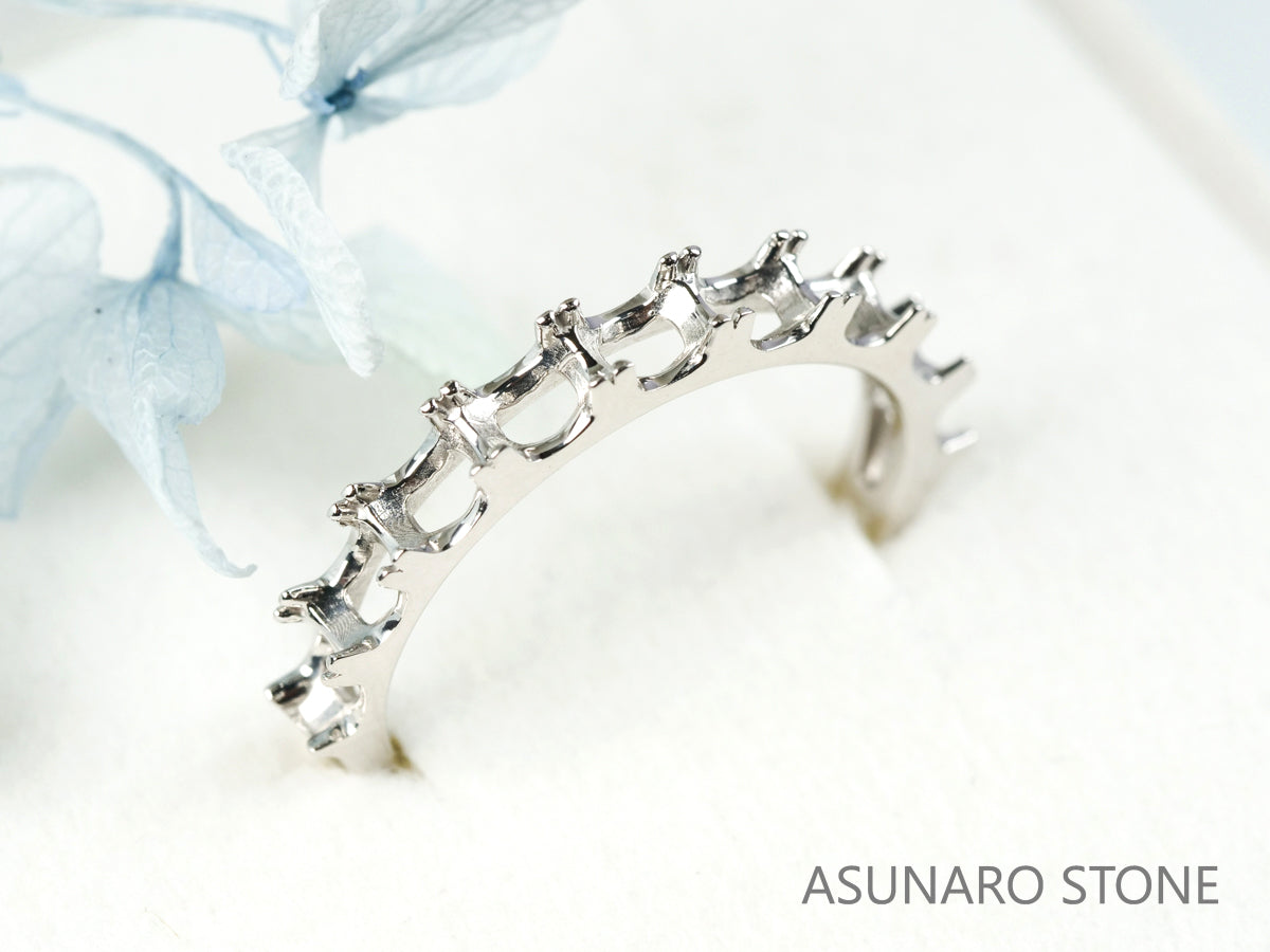 【お仕立て用】空枠番号：3266C　3.5mm用　リング枠　ハーフエタニティ【オーダージュエリー用】hpv