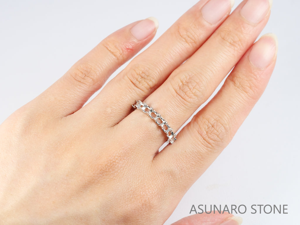 【お仕立て用】空枠番号：3266C　3.5mm用　リング枠　ハーフエタニティ【オーダージュエリー用】hpv