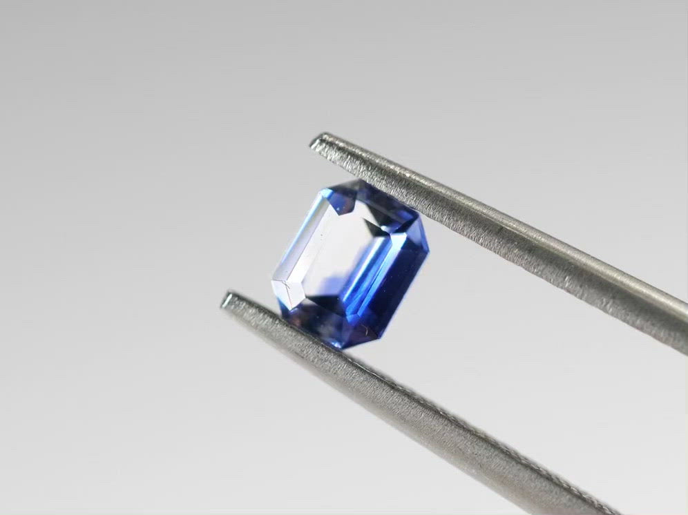 バイカラーサファイア エメラルドカット スリランカ産0.42ct【bs210703-427】
